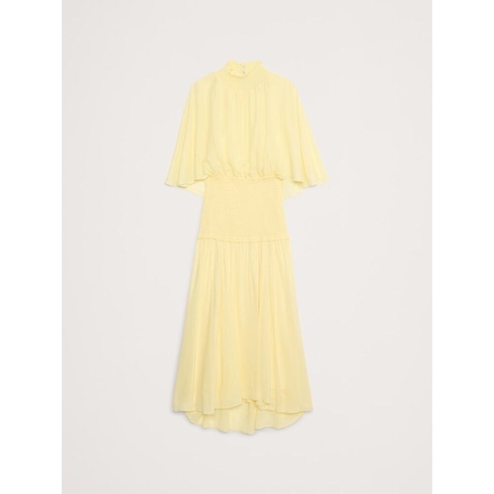Banana Republic NWT Stretch-Crepe Open Back Dress Sz S Butter Yellow-Dirt Spot - Picture 2 of 9